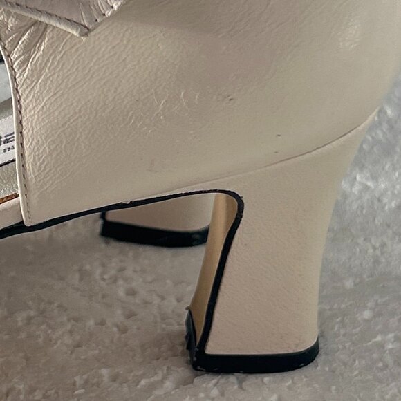 Liz Claiborne SZ7.5N Ivory Leather T-Strap Heels Formal Career Wedding Chic - Picture 7 of 9